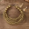 African Zircon Set Ethnic Style Multi-layer Handmade Wooden Beads Beaded Statement Necklace Earrings Women Party Accessories