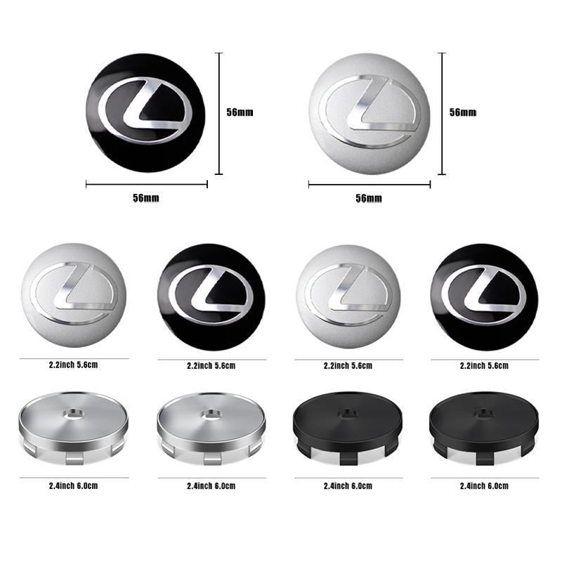 BJYL6 Interior Stickers 56/60MM 4Pcs Car Wheel Center Hub Caps Logo Cover Emblem Stickers For Lexus GC UX NX LX RX GX CT200h F Sport E