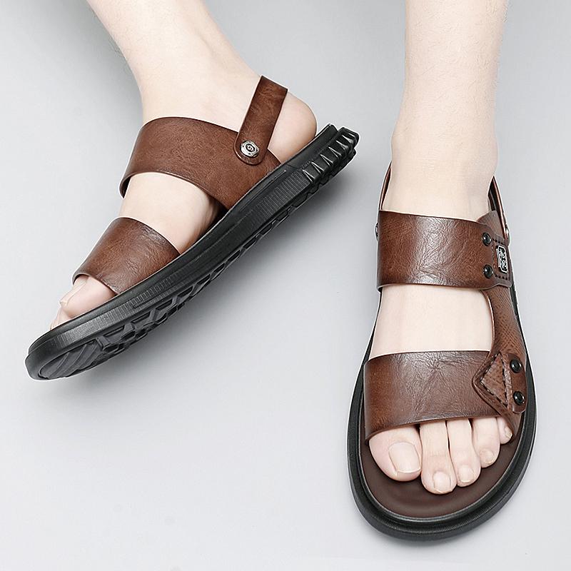 FashionSummer Indoor Outdoor Sandals Slippers Men's Waterproof Beach Shoes Soft Sole Comfortable Men's Flat Bottomed Casual Shoes