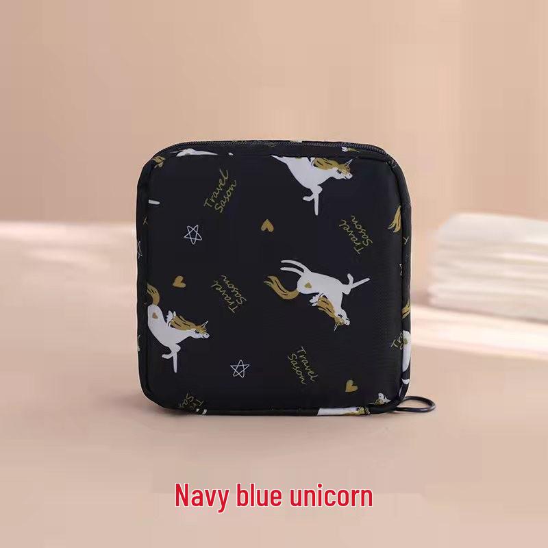 Cartoon Menstrual Pad Storage Bag - Portable and Compact for Students