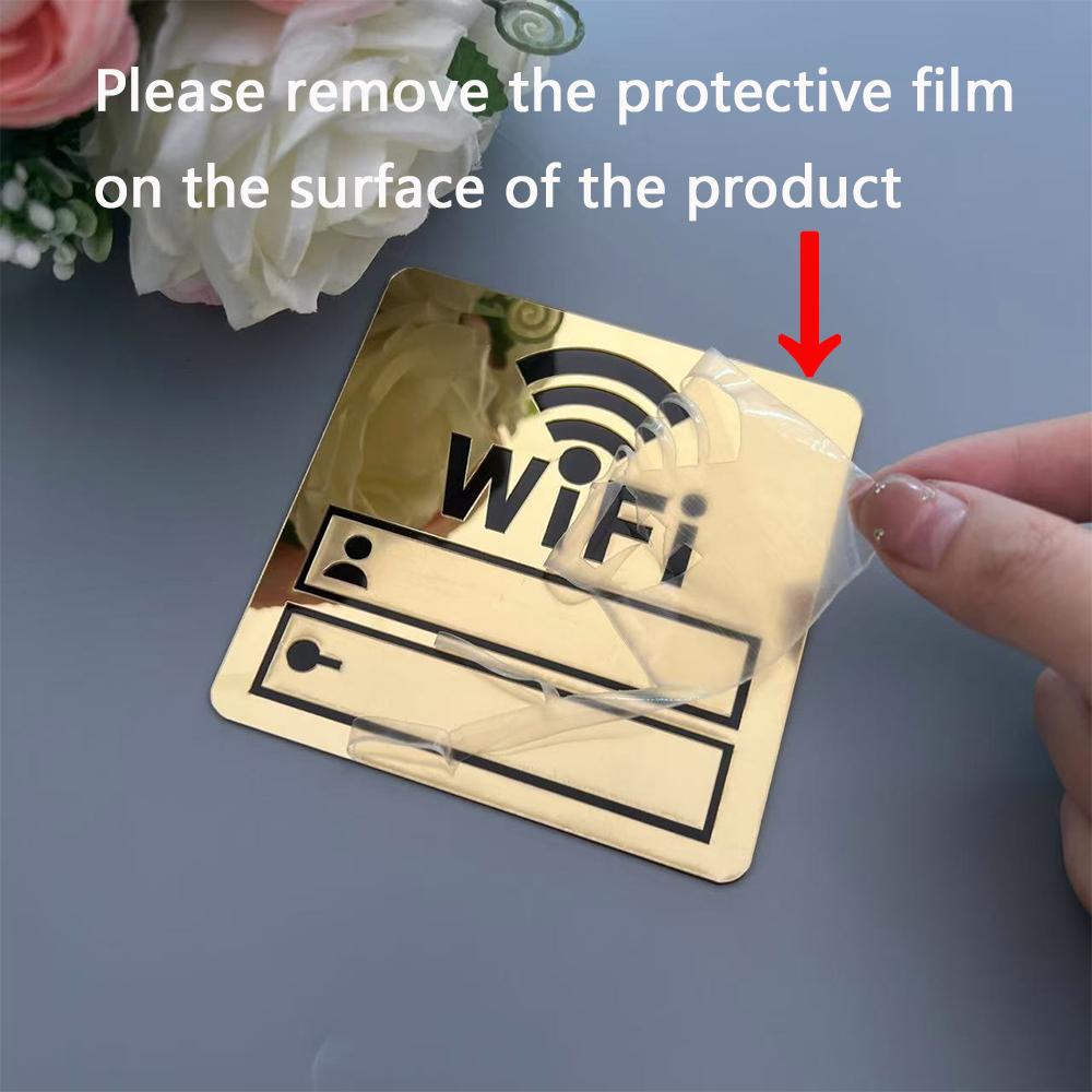 1pcs Wifi Password Sign Acrylic Material Wireless Network Coverage Signage Restroom Plaque Home Hotel Display Guest Information