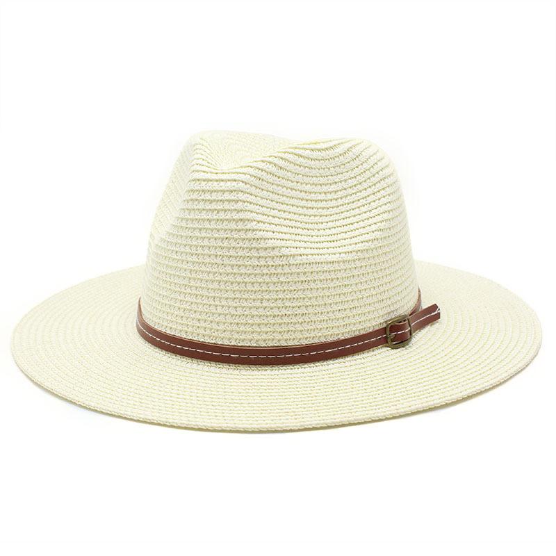 Summer Panama Straw Hat for Men Women, Wide Brim Sun Cap Beach Vacation, UV Protection Travel Hat