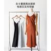 Womens Mid-Length Slip Dress Solid Color Silk Cami V-Neck Slim Fit Daily Wear