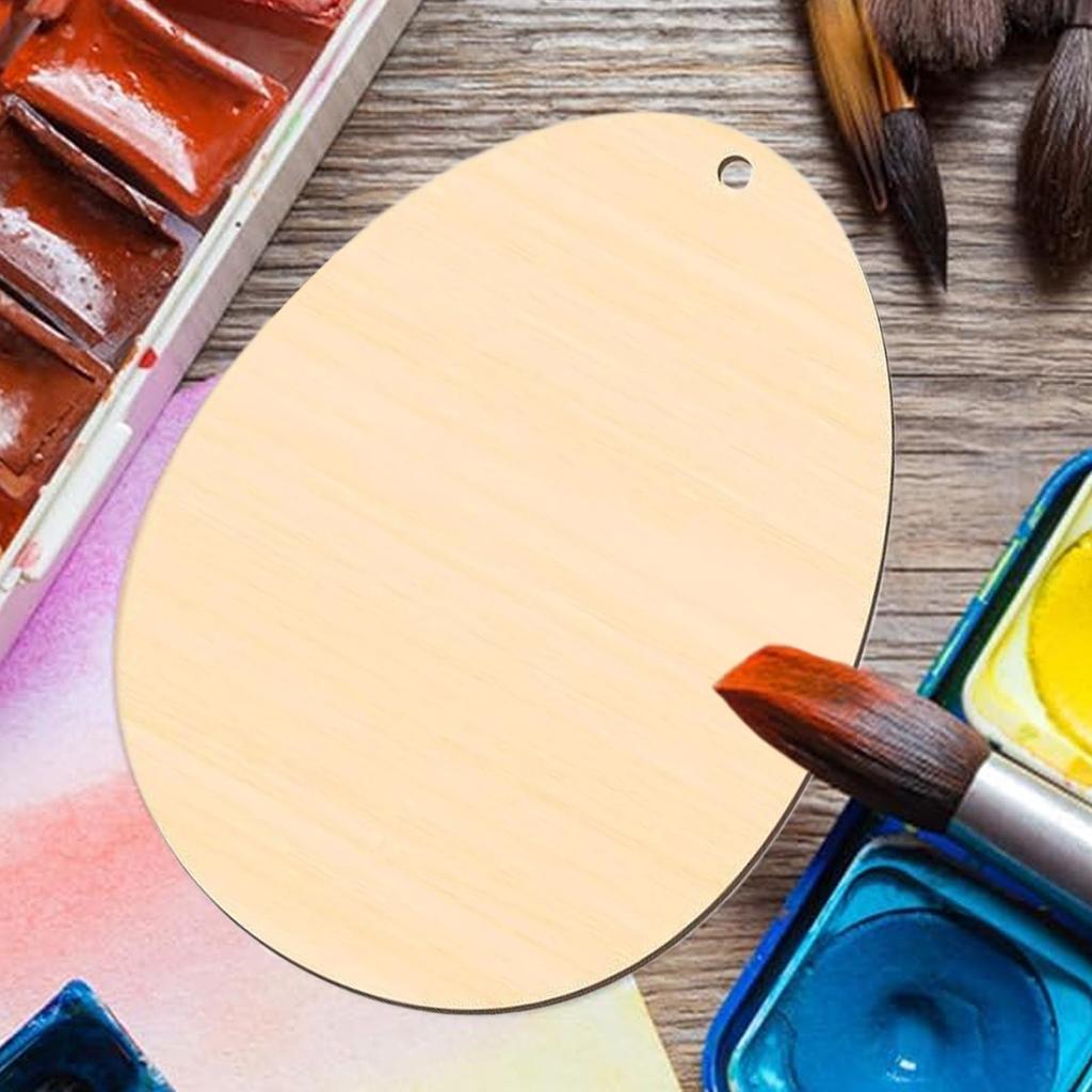 Unfinished Wood Ornaments Easter Eggs Paintable Pendants Unfinished Wood Cutouts For School Party Home Bedroom Apartment Family