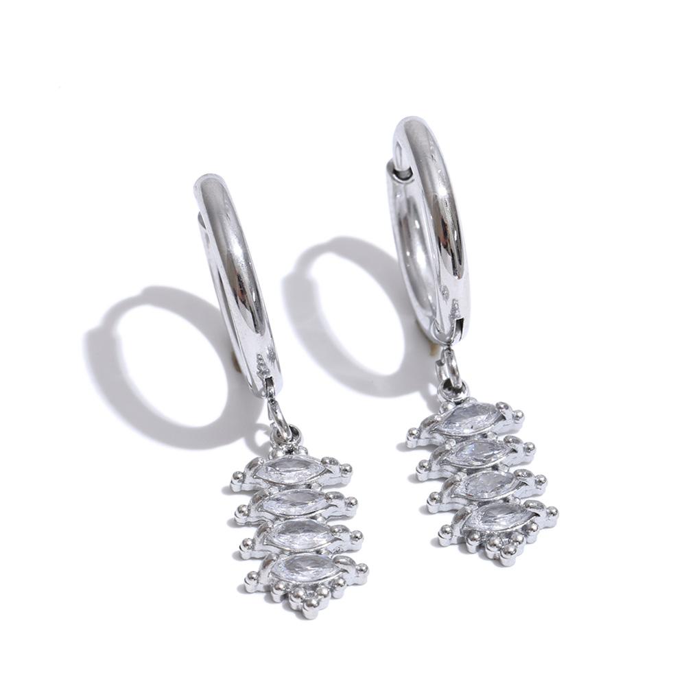 

Yhpup Stainless Steel Cubic Zirconia Drop Hoop Earrings Shiny Dainty Daily Prom Jewelry PVD Plated Accessories