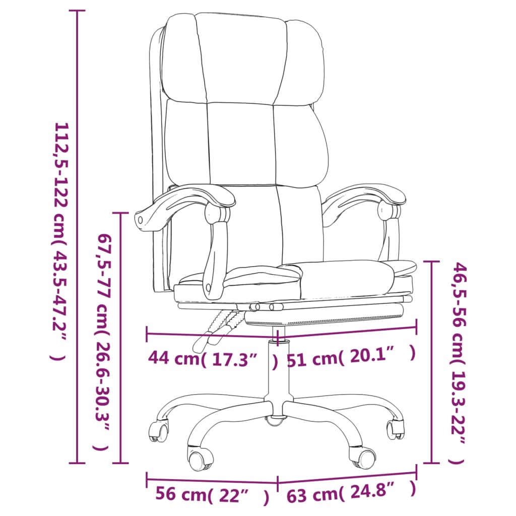 Office Chair with Reclining Function Taupe Fabric