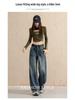 American Retro Curved Blade Jeans: Women's 2026 Spring/Autumn Wide Leg Scythe Pants