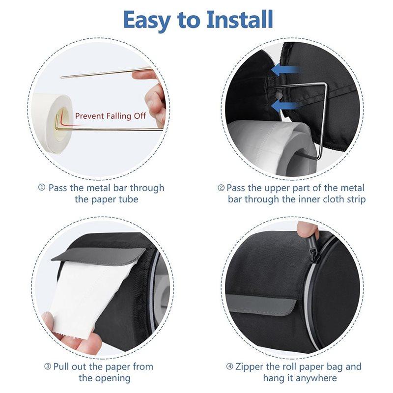 A25F-Cat-Proof Waterproof Toilet Paper Holder Hanging Tissue Holder Roll Paper Case Cover Portable Storage Bag