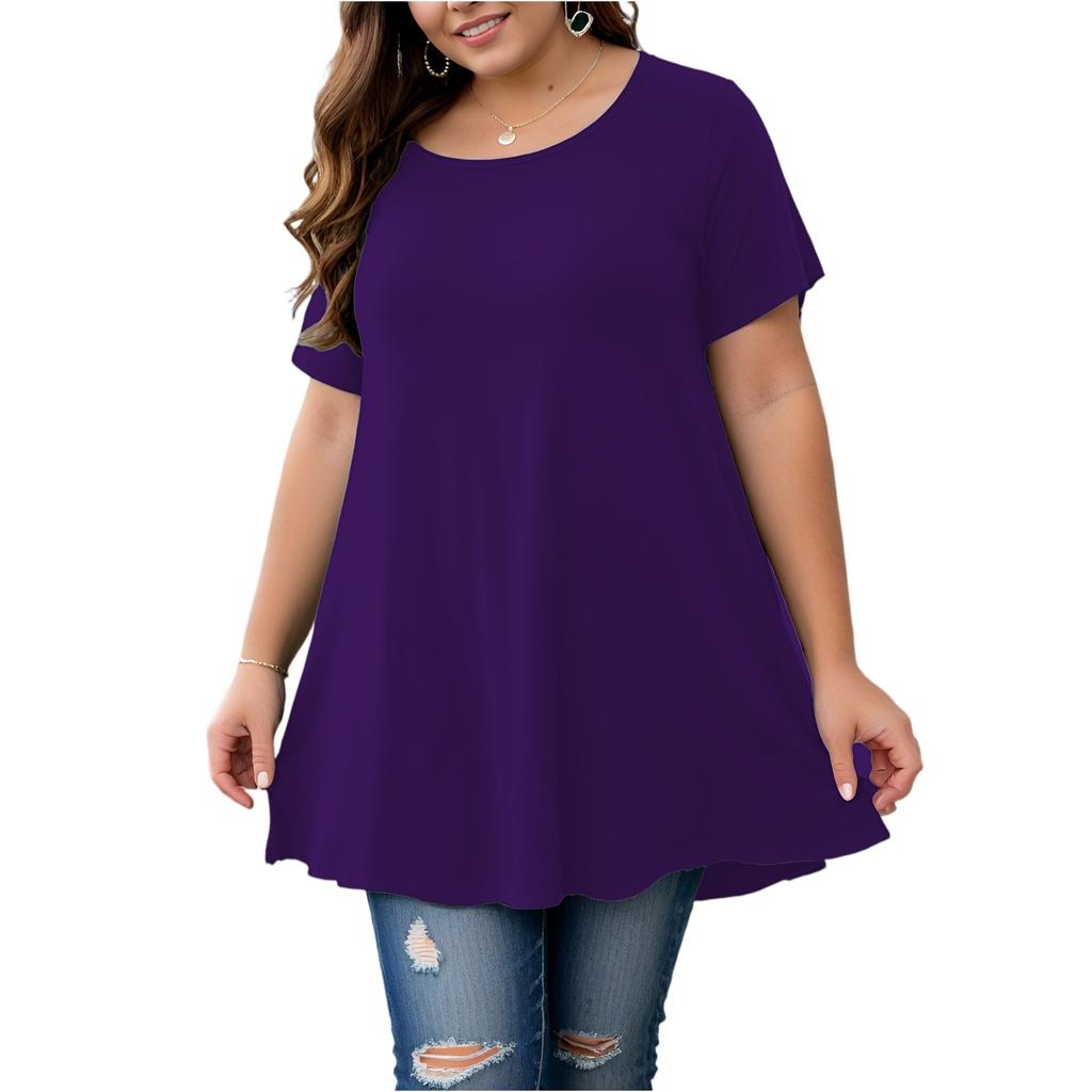Women's Plus-Size Fashionable Casual Loose-Fit Short-Sleeve Top