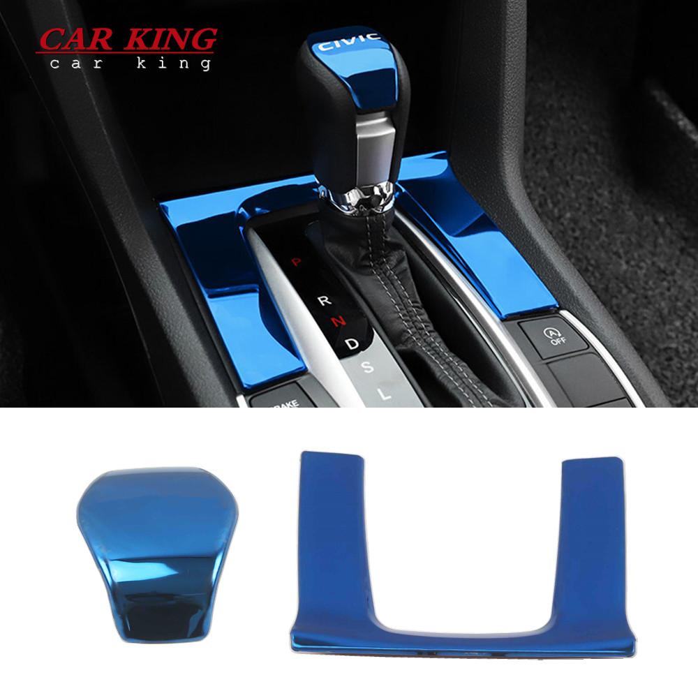 Stainless Steel Auto Styling Stickers For Honda Civic 10th 2016 2017-2019 Accessories Interior Gears Shift Knob Cover Decoration