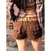 VIONA American Spice Girl Multi-Pocket Denim Shorts Women's New Low Waist Hips A-Word Y2k Hot Pants