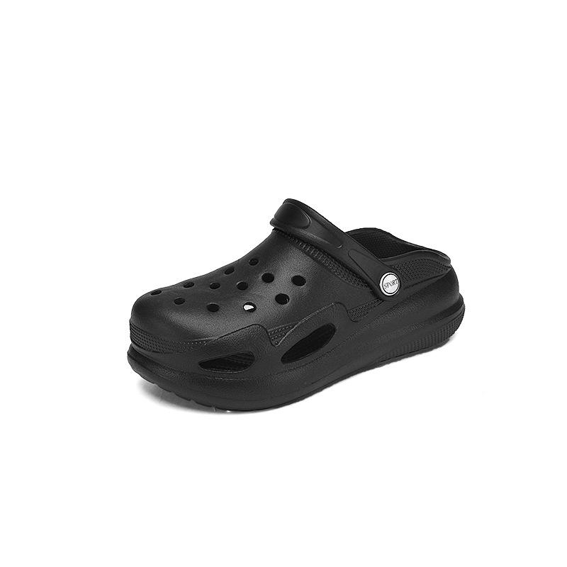 

Однотонные дырчатые туфли Повседневные женские с закрытым носком на толстой подошве Увеличивающие рост тапочки Для улицы, для ходьбы по воде, для пляжа Крутые тапочки 41 чёрный