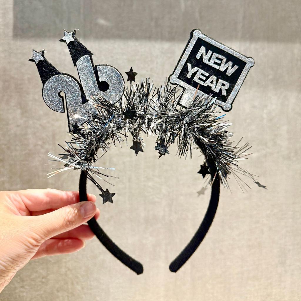 2026 New Year Christmas Headband Hair Hoop Festive Decorative Hair Band for Party Photo Countdown Celebration Hair Accessories