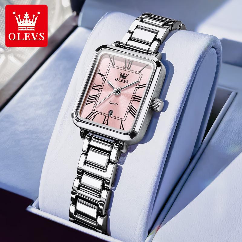 OLEVS Watches Womens New Square Quartz Watch Waterproof Luminous Date Ladies Watches Original Fashion Elegant Gifts
