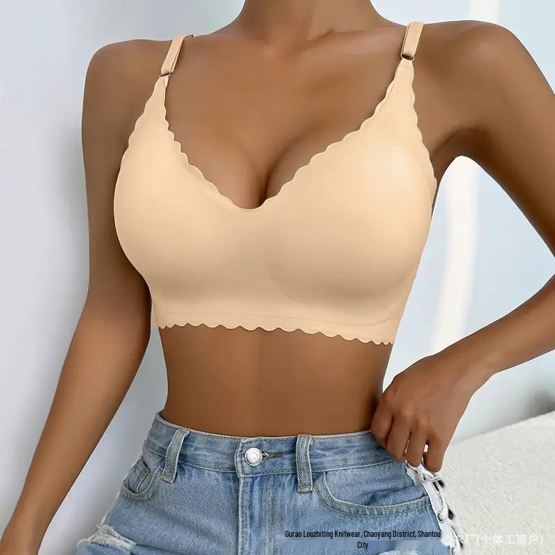 Seamless Ice Silk Push-up Wireless Bra - Wave Edge Design
