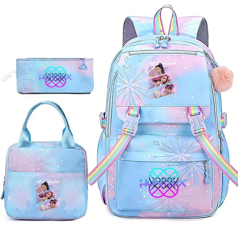 Huntrix Demon Hunters School Bag Meal Bag Pencil Bag Three-Piece Set Large Capacity Backpack Girls Elementary School Backpack