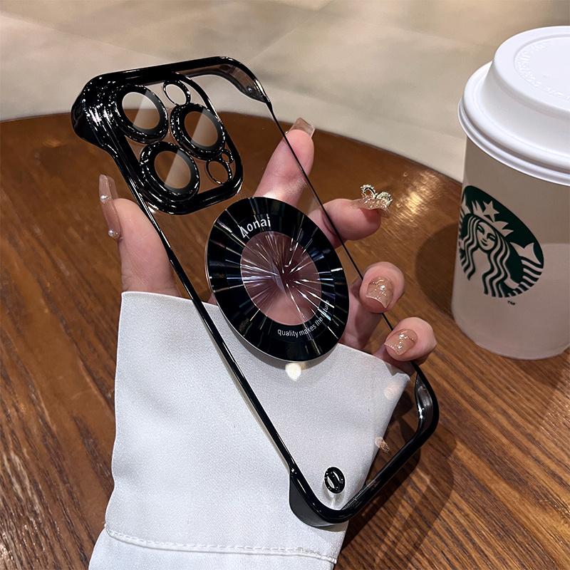 

Безрамный HD прозрачное покрытие жесткий поликарбонат магнитный чехол для Magsafe для iPhone 14 13 15 Pro Plus Max беспроводная зарядка логотип отверстие крышка For iPhone 15 Promax