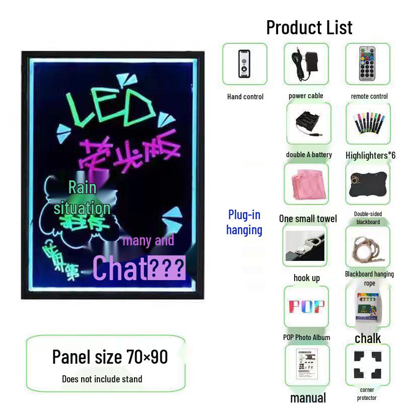 Fluorescent Night Market Advertising Board - Luminous Shop Display Blackboard