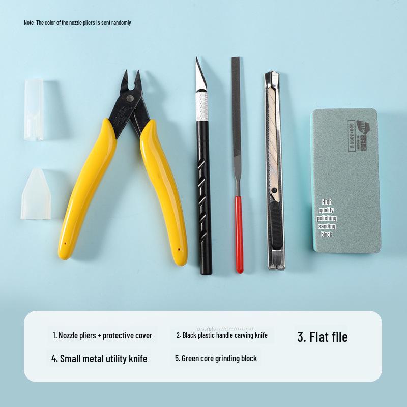 

Набор инструментов для начинающих моделей Гандама: Специальные ножницы, нож для резки, пинцет, клей, полировальные инструменты