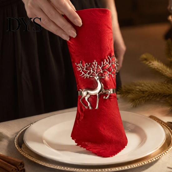 Zinc Alloy Napkin Rings Christmas Deer Ring, Elk Holder, Holiday Table Decorations Ring for Winter Party Festive Dining Decoration Elegant Settings