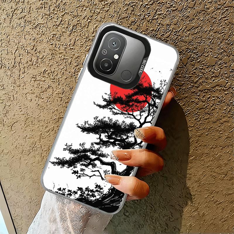 Japanese Minimalist Pine Tree Shockproof Phone Case for Xiaomi Poco X7 X6 X5 X3 Pro F7 Ultra M8 Redmi 15C 15 14C 13C 12C 10C 13
