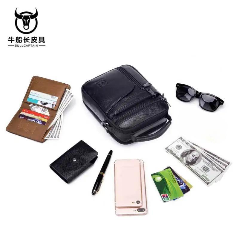 BULLCAPTAIN 2024 Brand Leather Men Bag Casual Business Leather Mens Shoulder Messenger Bag Vintage Men's Crossbody Bag male