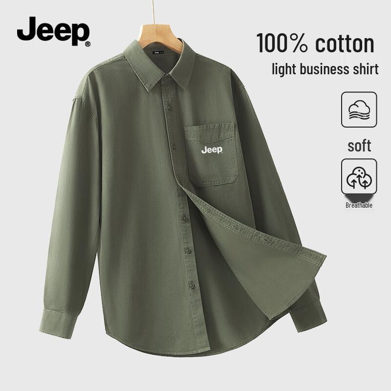JEEP Men s Pure Cotton Long-Sleeve Shirt L