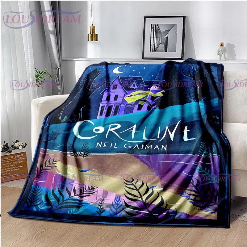 Gothic Style Animated Print Plush Blanket–Soft Throw for Kids, Family Napping, Sofa or Bed – Warm Flannel Bedspread for Home Use