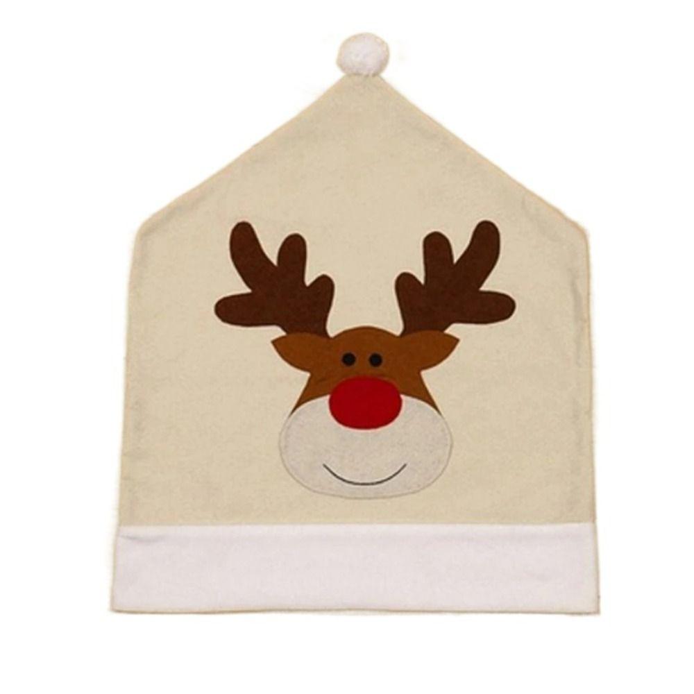 Dining Chair Cover Xmas Chair Cover Embroid Elk Chair Back Covers  Christmas Decorative