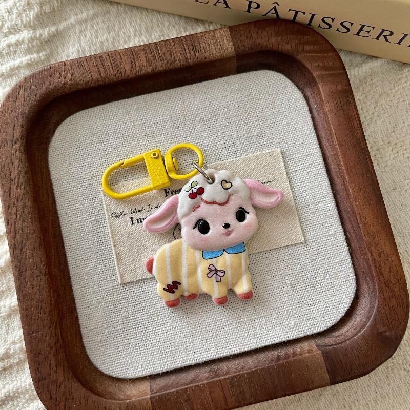 Cartoon Lamb Keychain Kawaii Year of Sheep Mascot Pendant Non-toxic Safe Bag Hanging Decor for Kids Daily Use