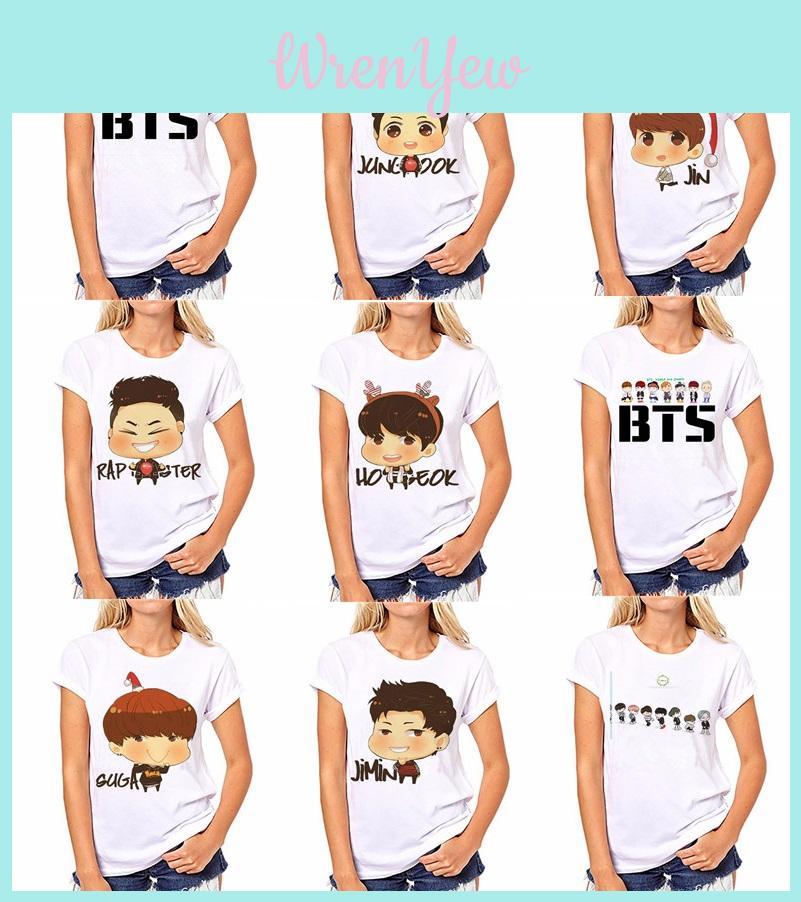 Bangtan Kpop Bts Boys Short Sleeve Women Tops Tshirts Jin Jimin Suga Jhope Rm