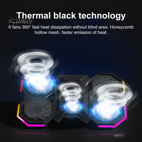 Подставка для охлаждения ноутбука с RGB-подсветкой, регулируемая по высоте, с низким уровнем шума, портативная подставка для ноутбука, игровая охлаждающая подставка для ноутбука