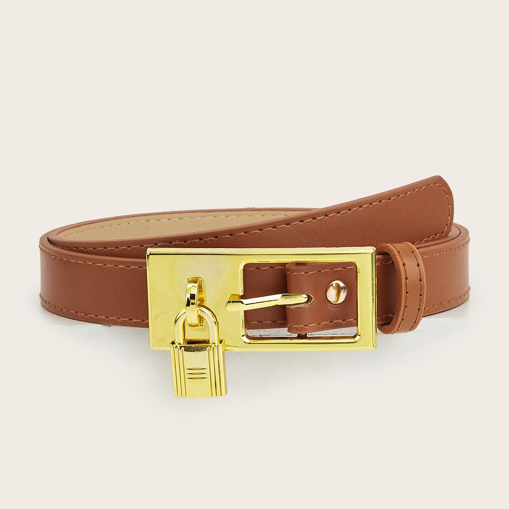 Versatile And Belt Slimming With Metal Buckle Belt Paired With Jeans Dress And