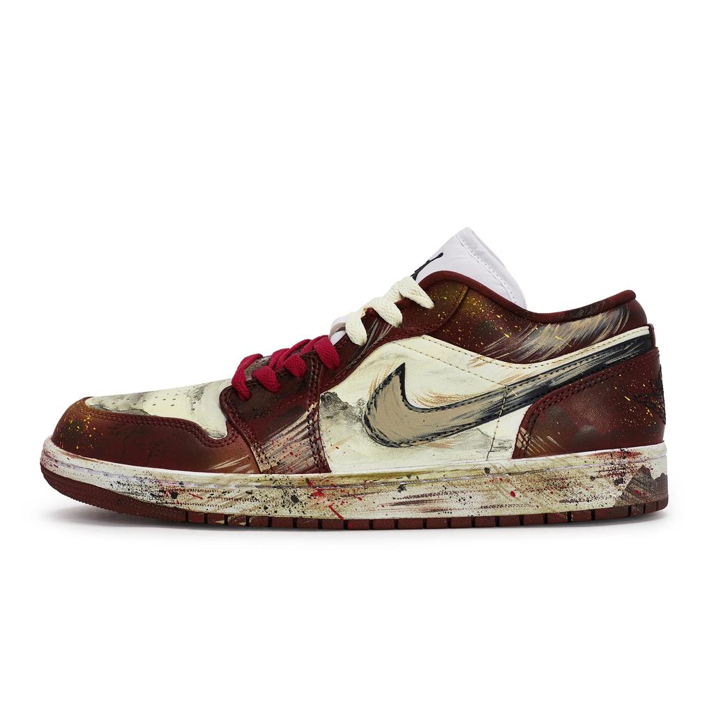 Jordan Air Jordan 1 Vintage Basketball Shoes Unisex Low top Beige/Red/Brown HF3148-102(Team80-S-BOX)