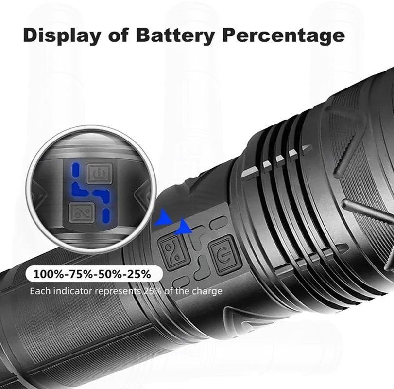 1000000LMs LEDs Powerful Flashlight Super Bright Rechargeable Portable Ultra Power Torch Lamps Outdoor Emergency Camping Lantern