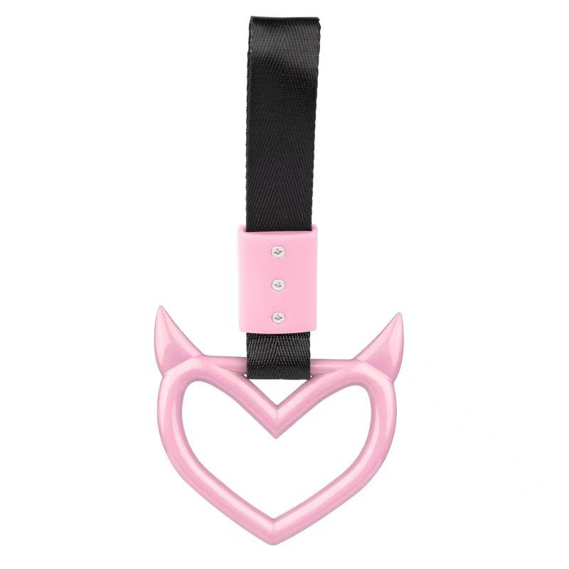 1PCS New JDM Tsurikawa Handle Ring Heart Train Bus Hand Strap Styling Drift Charm Car Warning Tow Strap Hook Sticker