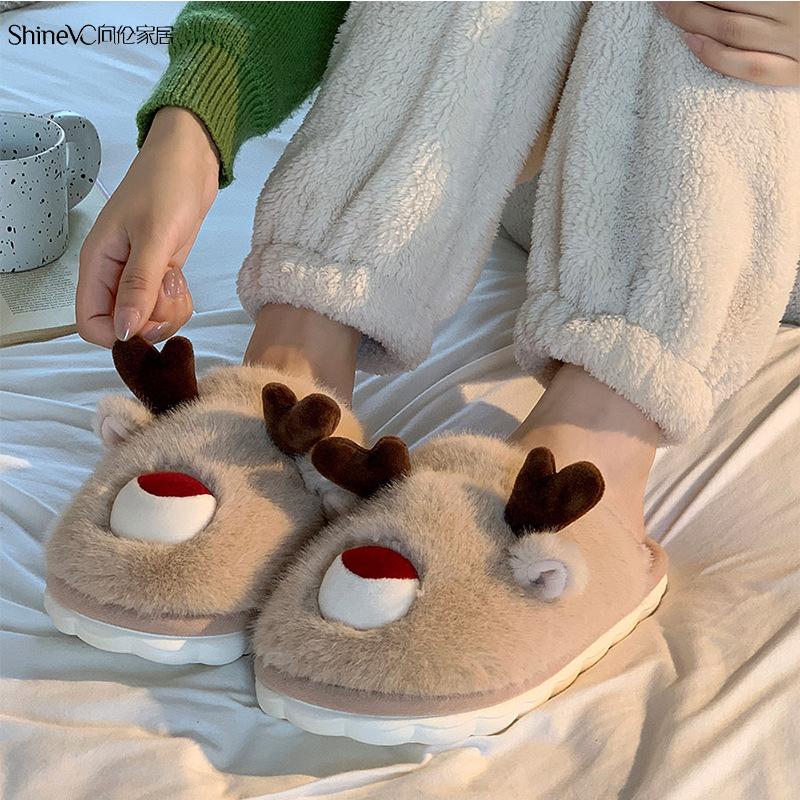 New Cotton Slippers Men's Autumn Indoor Home Cute Non-slip Warm Velvet Cotton Mop Outside Wear Parent-child Slippers