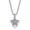 New Iced Out Metor Drip Star Pendant Necklace Micro Pave Cubic Zirconia Stones Water Drop Charms Hip Hop Men's Jewelry Gifts Hot