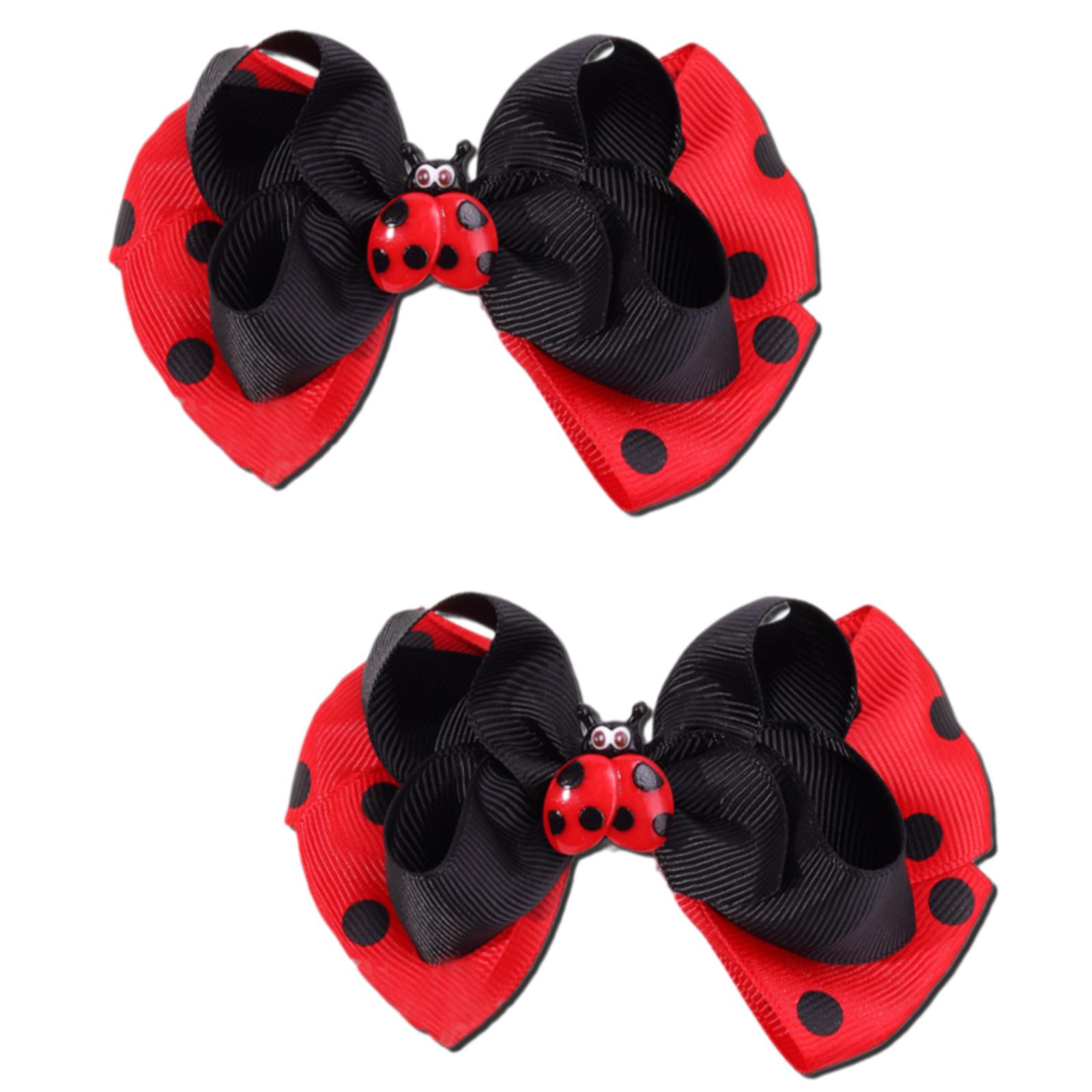 

Креативные детские аксессуары для волос с рисунком божьей коровки, двойные банты, заколки, головные уборы для повседневной носки и вечеринок A