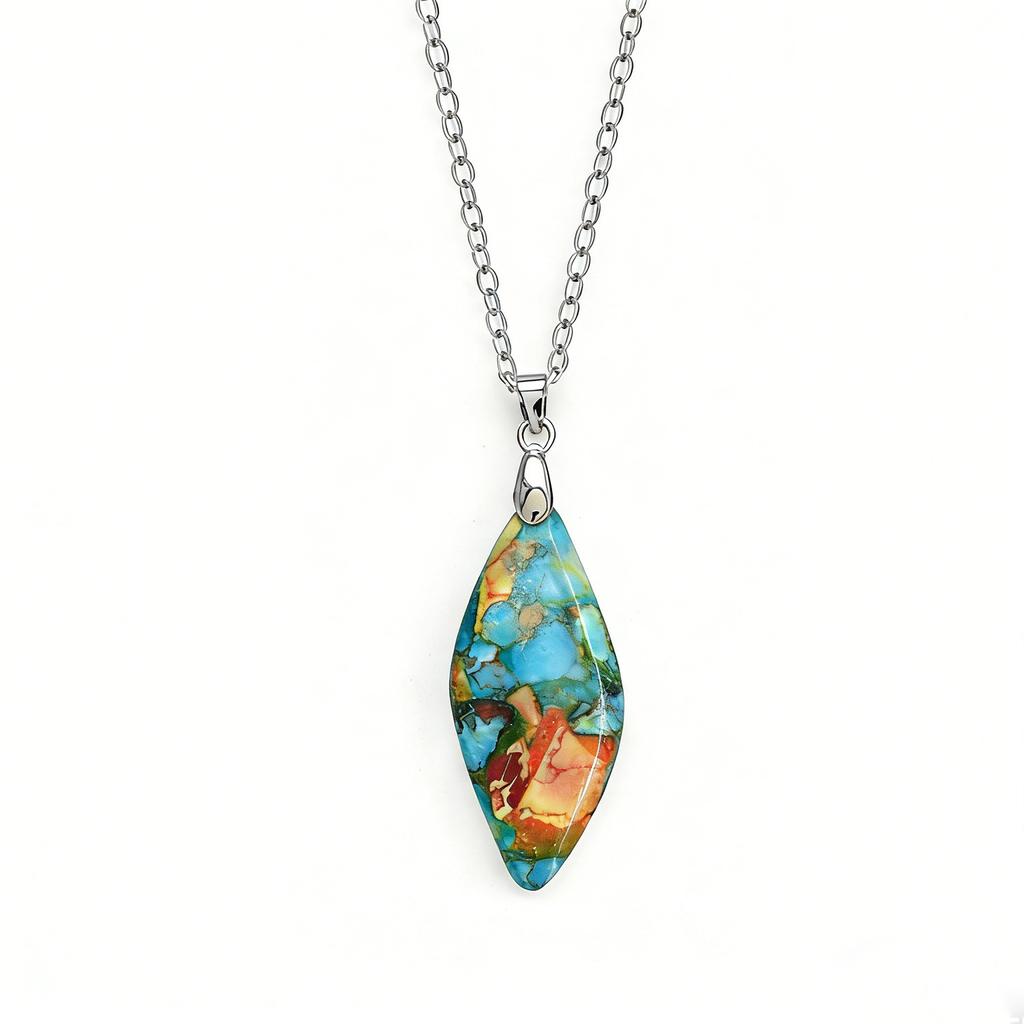 Exclusive Natural Stone Plated 18K Real Gold Chain Pendant Necklace Earrings Jewelry