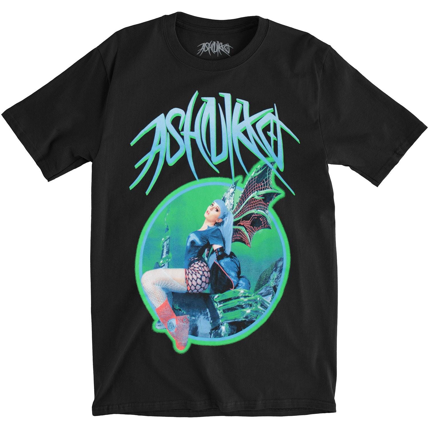 Men s Ashnikko Dragon T-shirt Small Black 2XL