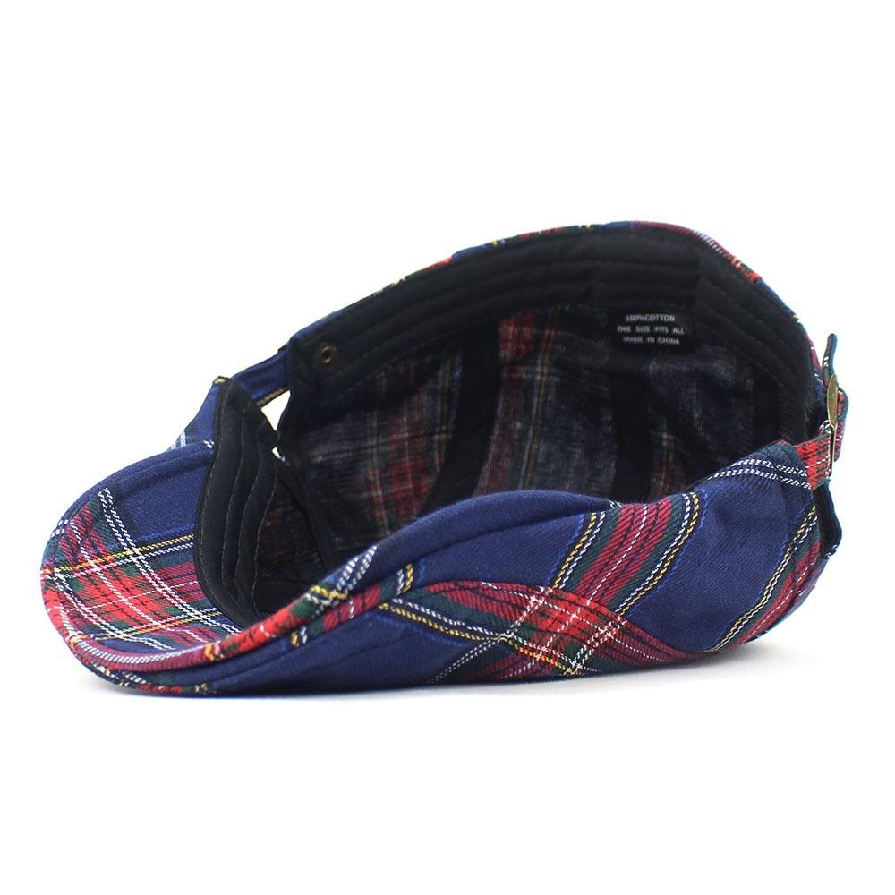 Retro Plaid Beret Cap Short Brim Cloth Painter Cap Casual British Forward Hat Party