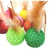 10Pcs Cat Colorful Rainbow Toys Flutter Balls with Feather and Bells for Indoor Ourdoor Kitty Kitten Interactive Playing Chewing Training Chasing