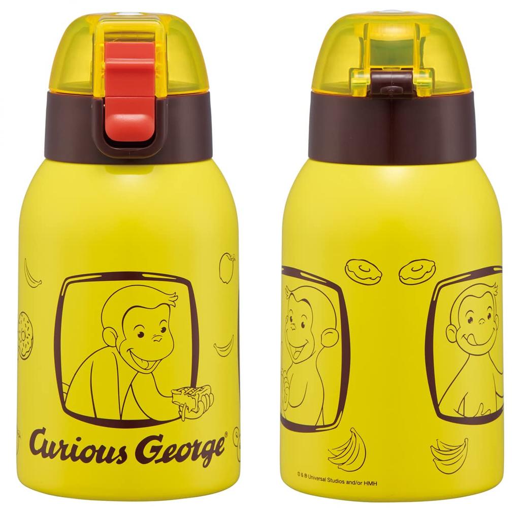 Skater Water Bottle Curious George 400ml for Children with Cover KSTCH4-A