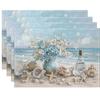 Coastal Theme Placemats for Summer Party Elegant Beach Table Setting Decor Message In A Bottle Design Housewarming Gift for Mom