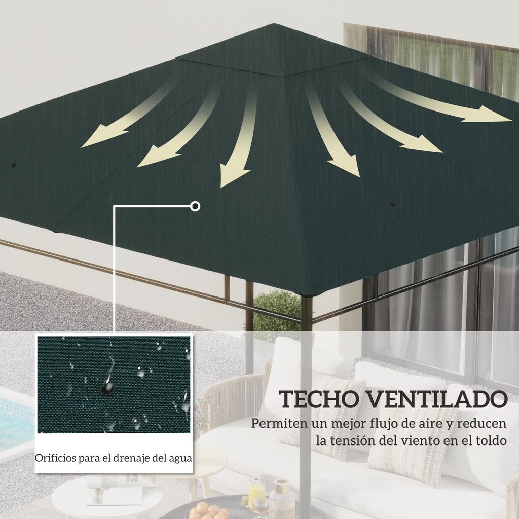 Gazebo Replacement Roof, 300 x 300 cm, 8 Drainage Holes, Grey