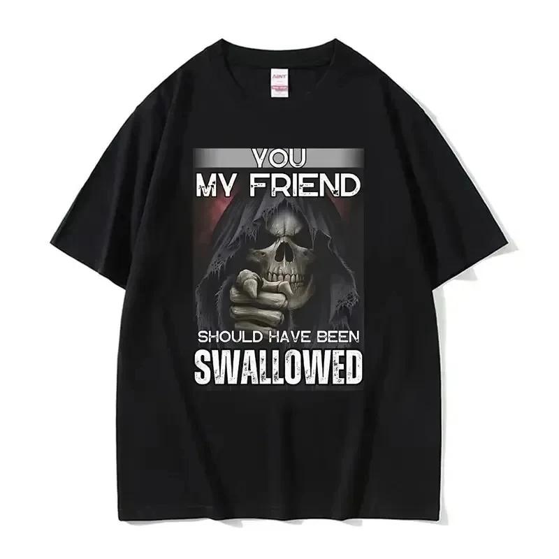 Autistic Funny Skeleton Meme Print T Shirt Unisex Women Fashion Gothic Retro Cotton T Shirt Oversized Short Sleeve T-shirt Clothes