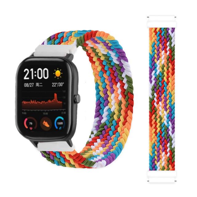 20mm 22mm Uhrenarmbänder für Amazfit GTS/4/3/2/2e/GTS2 Mini/GTR 4/3 pro/GTR2/2e/2 Geflochtenes Solo-Loop-Armband Amazfit bip 6 5 Band