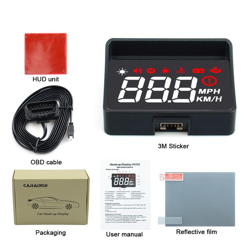 Newest Car HUD A100s OBD Hud Display Windshield Projector Temperature Hud Display Car Electronics Overspeed Warning System