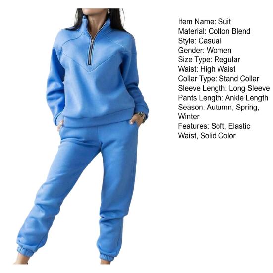 2 Stück/Set Herbst Sweatshirt Hosen Set Locker Warm Stehkragen Elastischer Bund